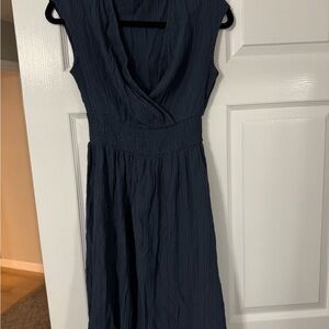 Elegant Navy Blue Sleeveless Dress